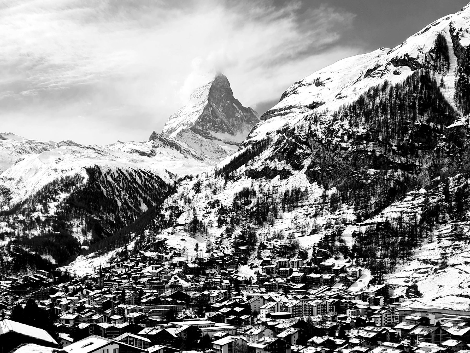 Zermatt Dorf mit Matterhorn