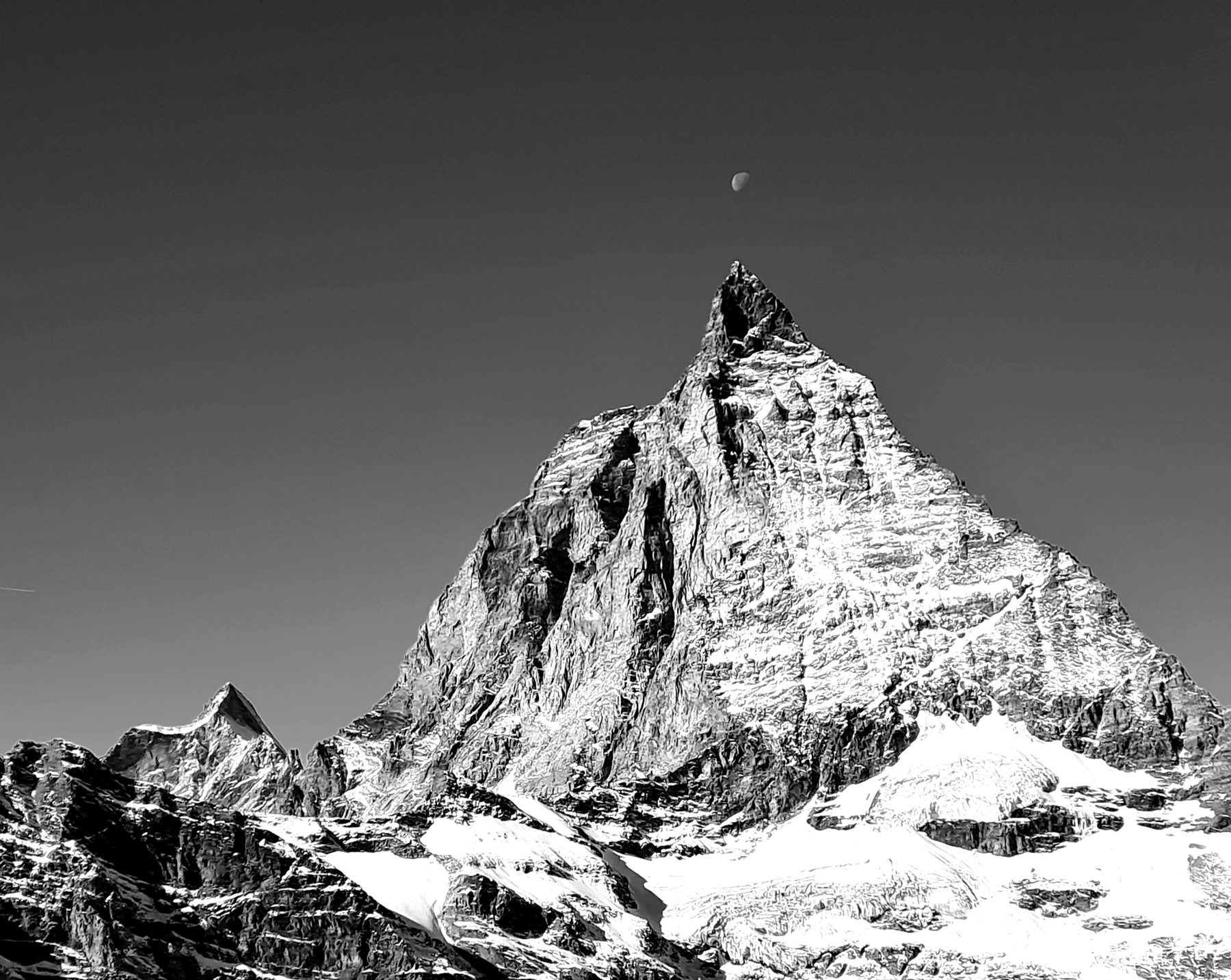 Mond über dem Matterhorn